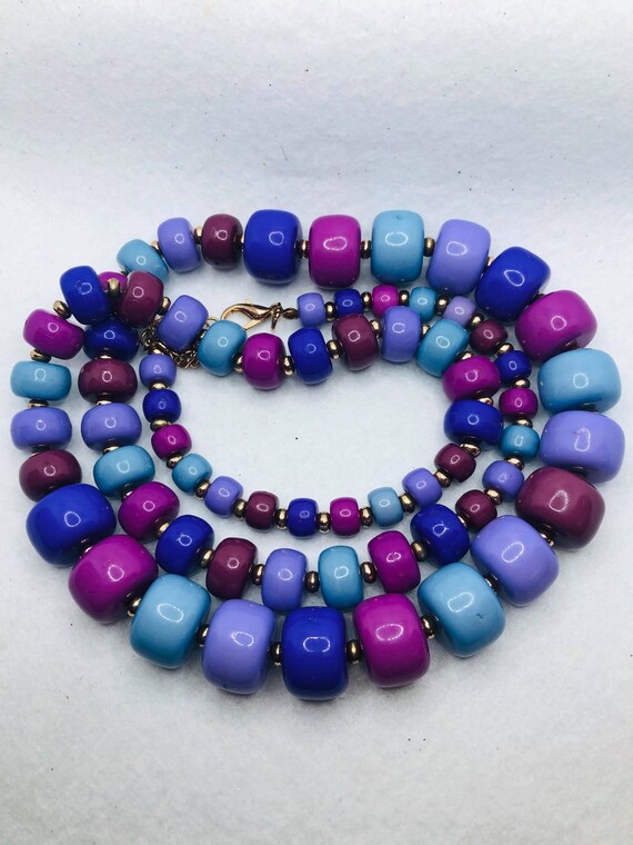 Purple Beaded Necklace, Pink Beads, Beaded Necklac