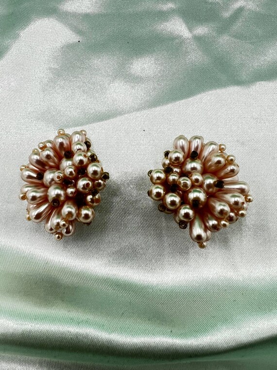 Pink  Cluster Clip on  Earrings - image 10