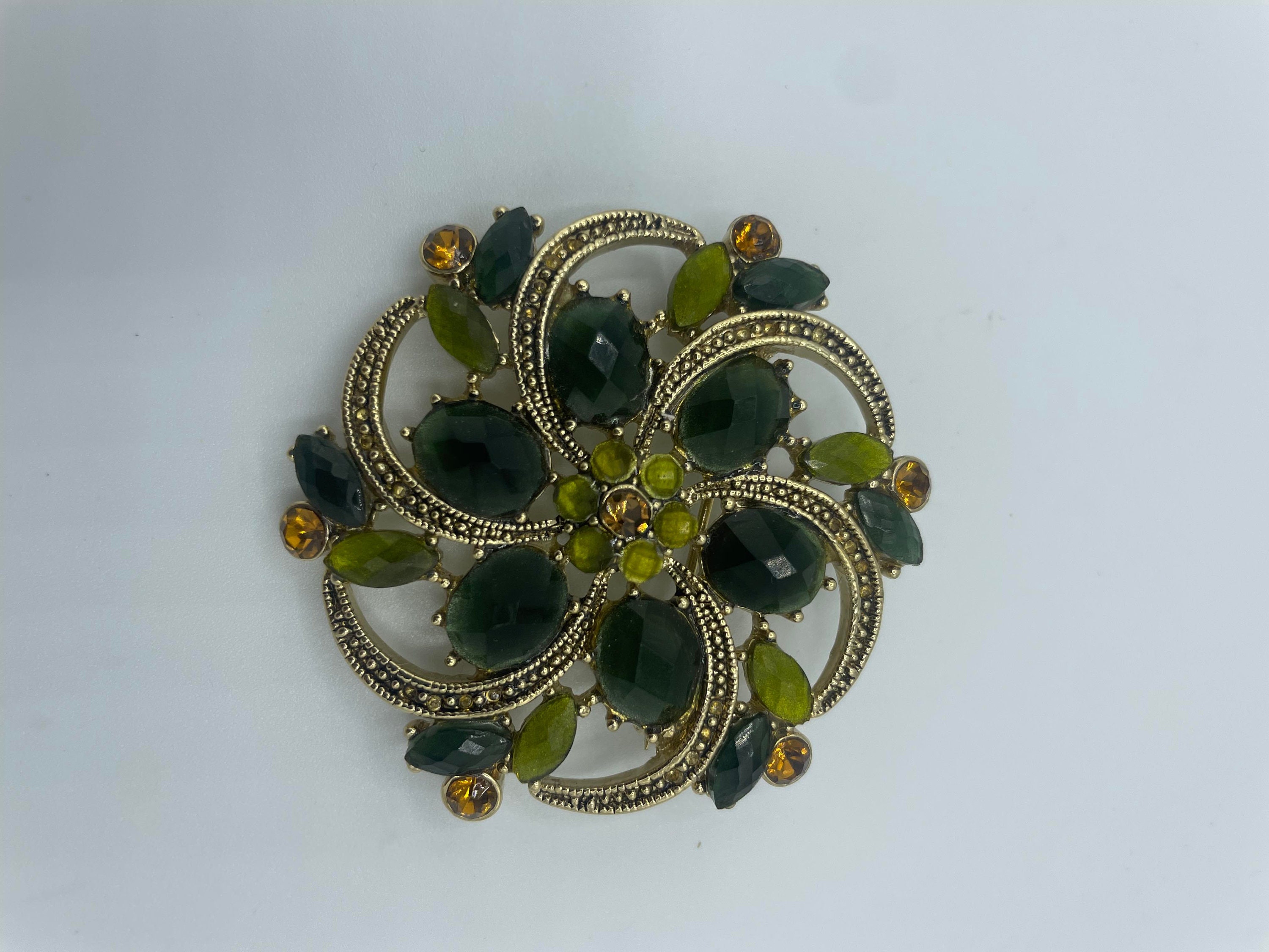 Broche Chouette Liz Claiborne Ton Or Avec Pierres Marron Et Grises - Neuf Sans Emballage