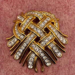 Vintage Kenneth Jay Lane large brooch with clear crystal Rhinestones