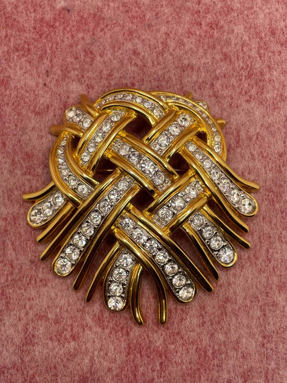 Vintage Kenneth Jay Lane large brooch with clear … - image 2