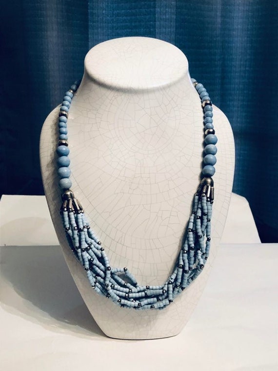 PVC Choker with Resin Square Bead in Blue main image 1