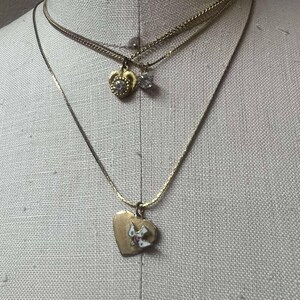 Vintage Lot of 3 Gold Tone Chain Pendant Necklaces