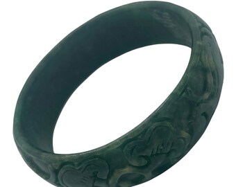 Carved Jadeite Bangle, 58 mm Small size 2.2 inch -diam