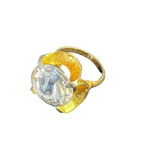 Vintage Rhinestone Crystal Flower Ring, adjustable size