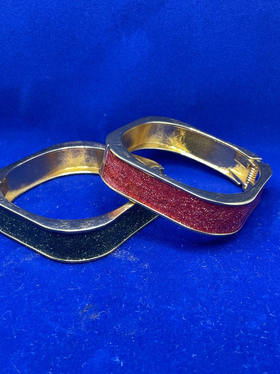 Set of 2 Vintage Square  Enamel Bangles - image 1