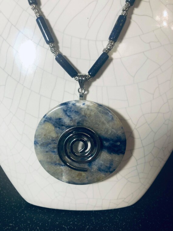 Vintage Blue Spiral Dumorterite Necklace