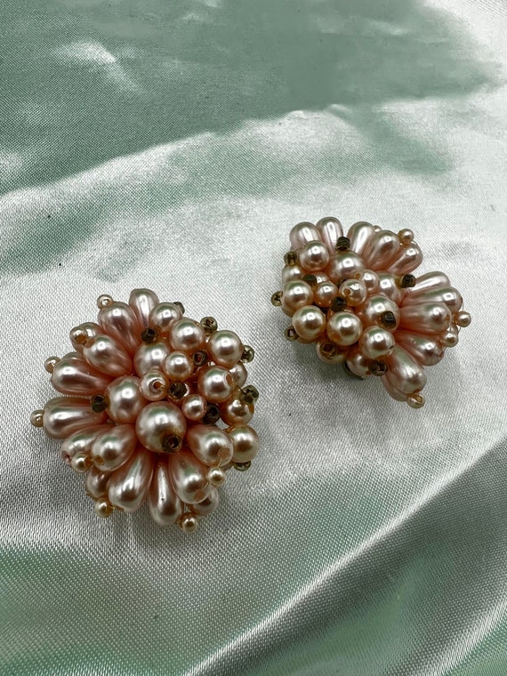 Pink  Cluster Clip on  Earrings - image 5