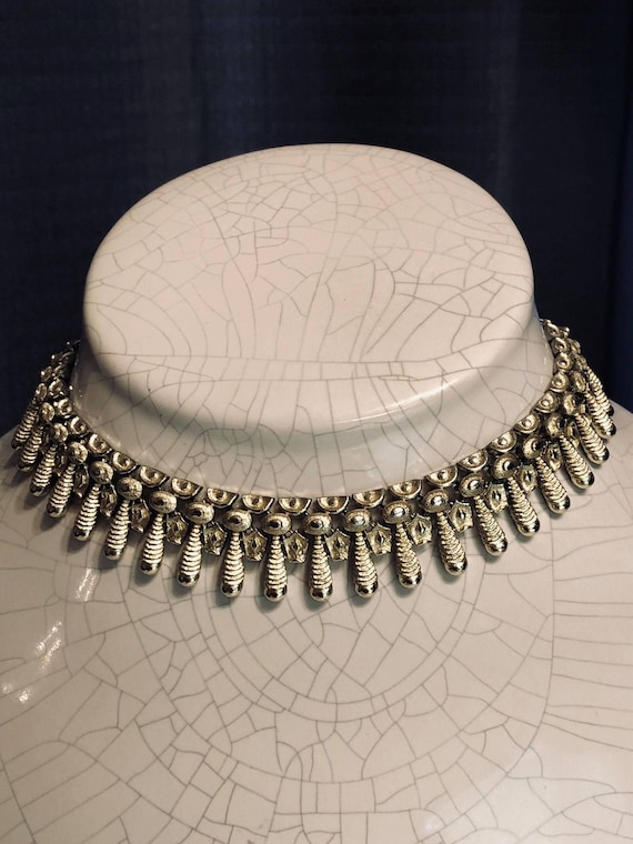 VTG Signed Coro Silver Ton Necklace  Choker