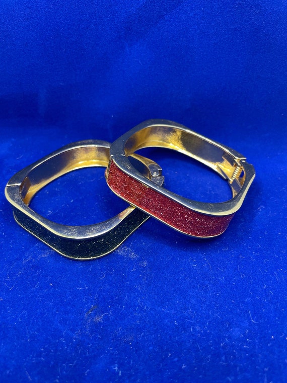 Set of 2 Vintage Square  Enamel Bangles - image 7