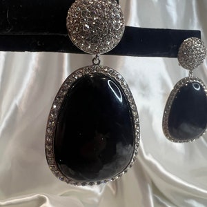 Vintage Rhinestone Acrylic Push back Statement  Drop Earrings Boho