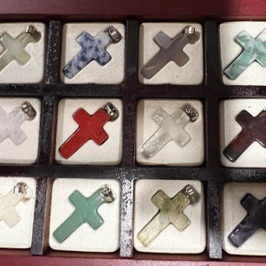 You Choose ! Gem Stones Crosses Pendant/ Charm Handcrafted from Semi-precious stones  .Price for one (1) cross.