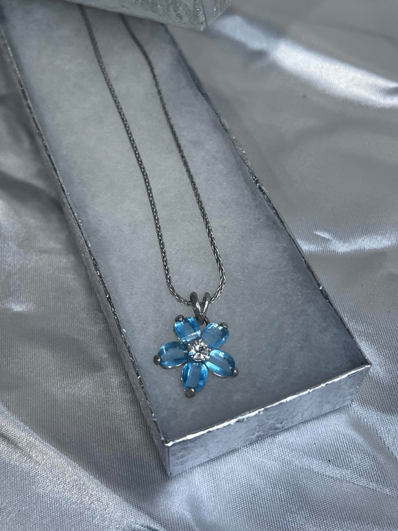 Sterling Silver Italy Necklace with Blue  Plumeri… - image 10