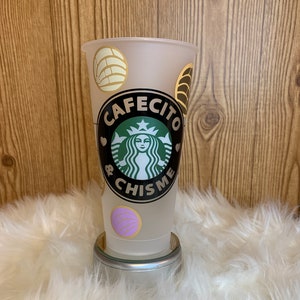 Cafecito And Chisme Starbucks Tumbler, Concha Tumbler, Personalized Starbucks Cold Cup
