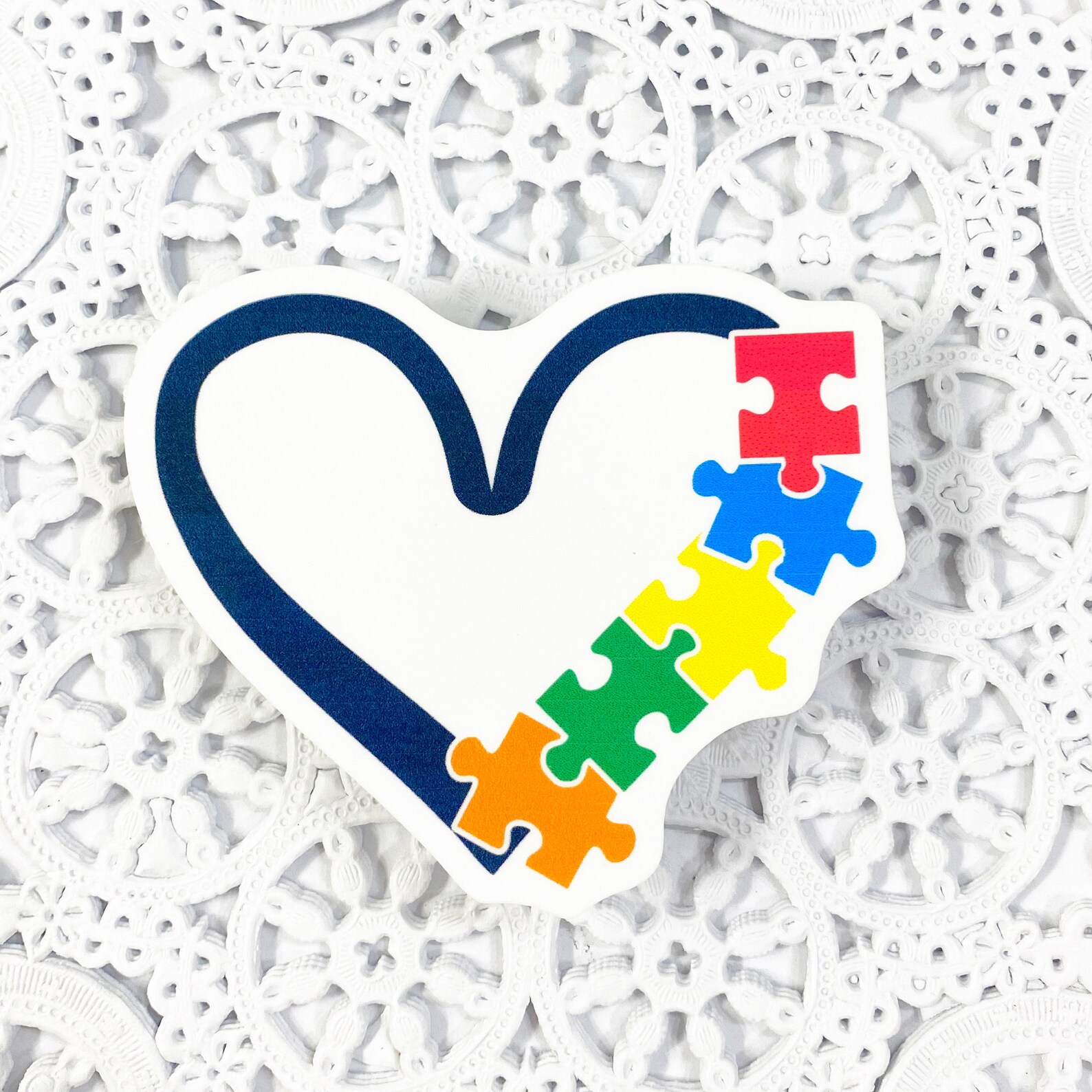 Heart with Puzzle Pieces Vinyl Sticker Autism Awareness | Etsy