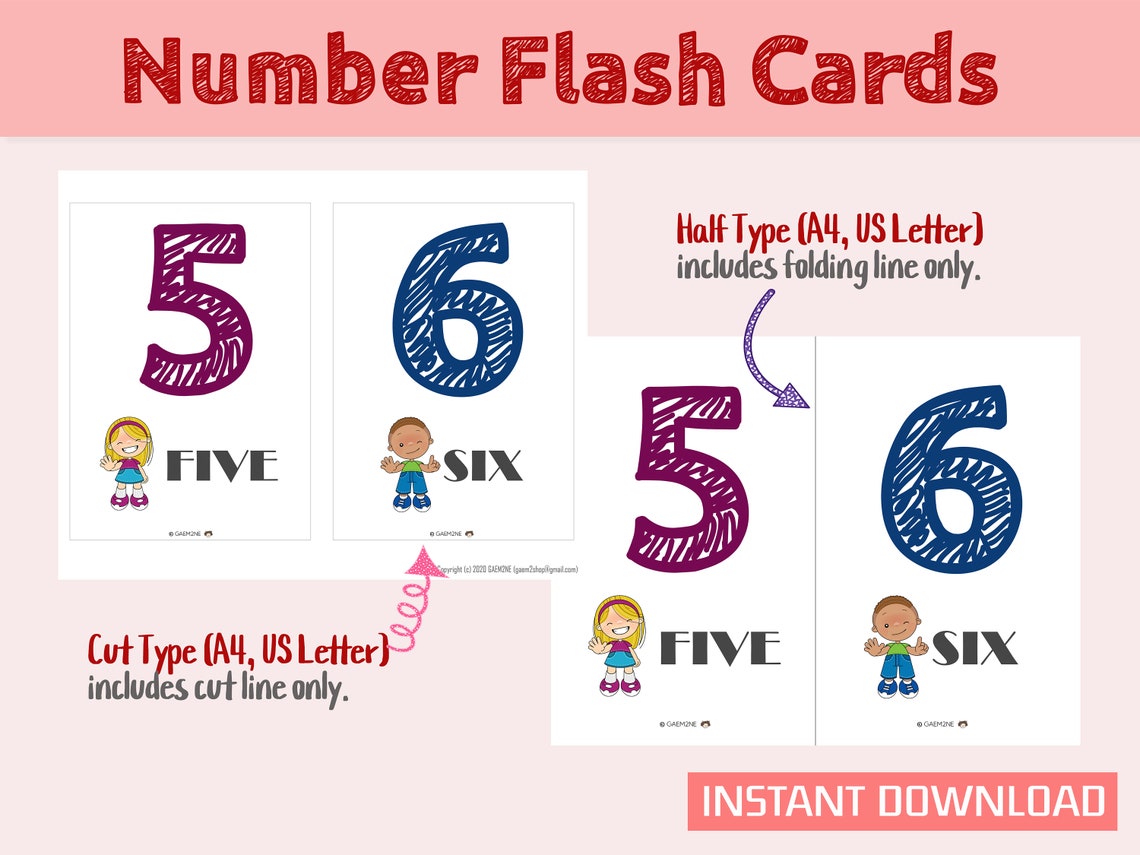 Number Flash Cards Printable 123 Flash Cards Montessori | Etsy