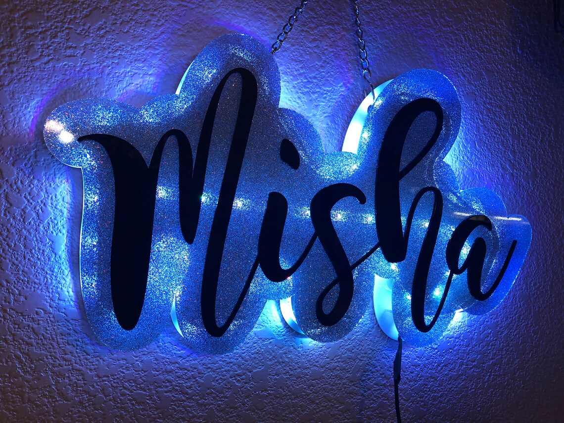 CUSTOM NAME Acrylic LED Light Lamp Nightlight Home Decor Etsy