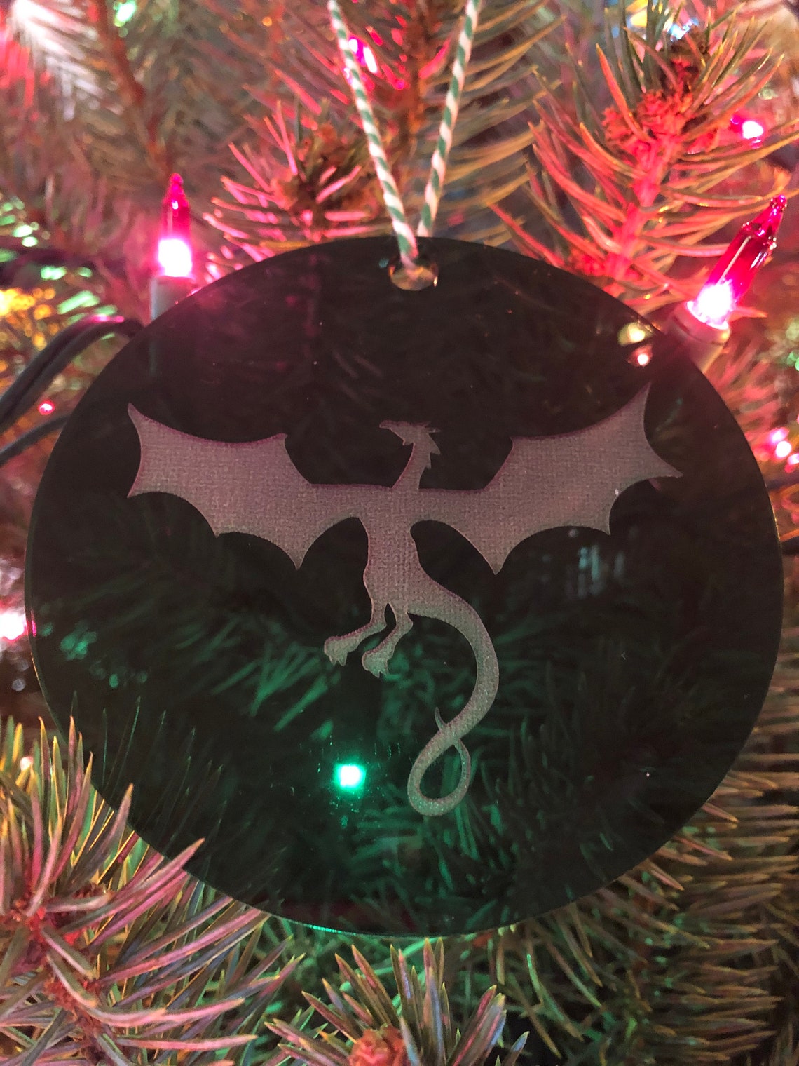 Dragon Christmas Ornament Acrylic Engraved 3.5 Inch Etsy