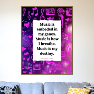 Music is Life Poem | Original Poetry Print | Retro Music Wall Art | Music Lover Gift | Singer Studio Decor | Digital Download