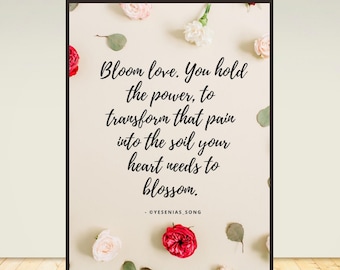 Floral Bloom poem by Yesenias_Song, Printable Digital Downloadable Wall Art Inspirational Poem Print, Self Love Wall Decor, Poetry Print