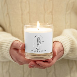 Virgencita Glass jar soy wax candle, Virgen Maria Vela, Virgin Mary art Candle