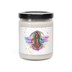 Celestial Virgen de Guadalupe Apple Scented Soy Candle, 9oz, Vela Virgen de Guadalupe, Catholic Gifts
