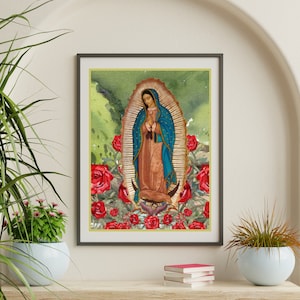 La Virgen De Guadalupe Red Roses by Yesenias_Song | Digital Download | Our Lady of Guadalupe Art | Catholic Printable Wall Art