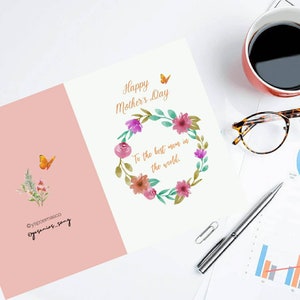 Mother’s Day Card PDF | Pink & White | Printable Tarjeta para Mamá