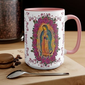 Our Lady of Guadalupe Accent Mug  , La Virgen de Guadalupe Taza, Catholic Gifts, Mi Virgencita de Guadalupe