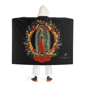 Our Lady of Guadalupe Hooded Sherpa Fleece Blanket