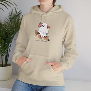 Sweat-shirt à capuche unisexe en mélange épais, jolie et effrayante, fantôme mignon