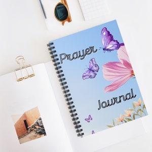 Purple Butterfly Prayer Journal Spiral Notebook - Ruled Line by Jrod