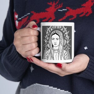 Virgin Mary Mug Ceramic Mug 11oz, Virgen de Guadalupe Taza, Our Lady of Guadalupe Cup