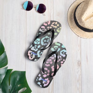 Pastel Leopard Flip-Flops | Trendy Summer Sandals | Cute Beach Slides