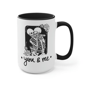 You and Me Skelton Grunge Accent Mug, Valentine&#39;s Day Gift, Gift for her, Taza para ella