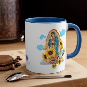Our Lady of Guadalupe Accent Coffee Mug, 11oz, Virgin Mary Mug, Jesus and Coffee, La Virgen de Guadalupe