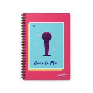 Loteria Como La Flor Purple Mic Spiral Notebook - Ruled Line, selena fan gift, Selena Merch