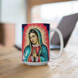 La Guadalupana Mug 15oz, Mexican Virgin Mary Coffee Cup, Religious Tea Mug, Catholic Gift, Mexico Art