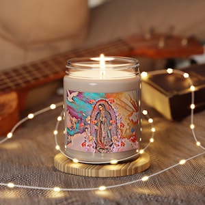 La Virgen De Guadalupe Scented Soy Candle, 9oz, Catholic Altar, Our Lady of Guadalupe Art