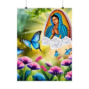 Our Lady of Guadalupe Matte Vertical Posters, Virgen de Guadalupe Arte, Catholic Decor