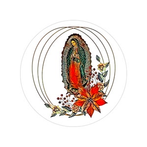 Virgen de Guadalupe Transparent Outdoor Stickers, Round, 1pcs
