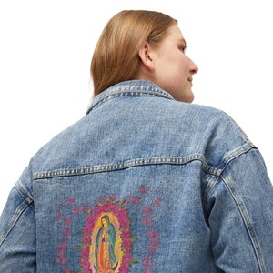 Chaqueta vaquera para mujer de Nuestra Señora de Guadalupe, chaqueta de mamá católica, Virgen María