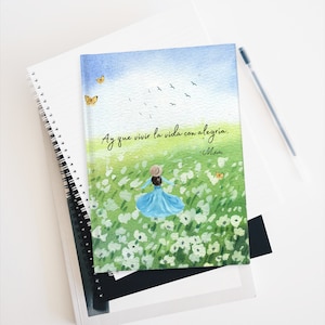 Original Inspirational Quote in Spanish Journal - Ruled Line by Mom, Libreta para escribir, Spanish Watercolor notebook