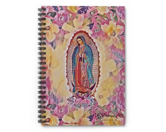 Preciosa Libreta de La Virgen de Guadalupe, Stunning Watercolor Spiral Notebook featuring Our Lady of Guadalupe - Ruled Lines