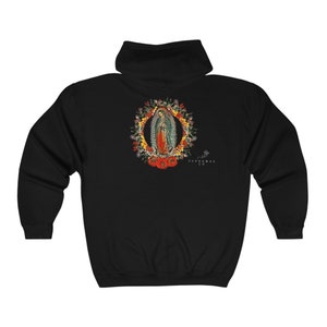 Watercolor Our Lady of Guadalupe Unisex Heavy Blend™ Full Zip Hooded Sweatshirt, La Virgen De Guadalupe Sudadera, Virgin Mary Hoodie