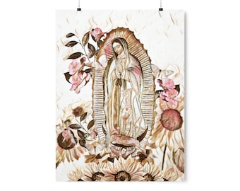 Lady of Guadalupe Watercolor Art, Premium Matte Vertical Poster, Catholic Home Decor, Catholic Art print