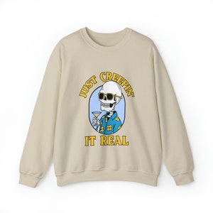 Just Creepin&#39; it real Skeleton Unisex Heavy Blend™ Crewneck Sweatshirt, Funny Halloween, Halloween Gift