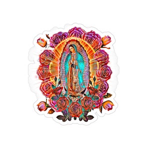 Our Lady of Guadalupe Transparent Outdoor Stickers, Die-Cut, 1pcs, Catholic Gifts, La Virgen de Guadalupe calcomanía
