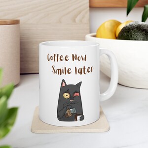 Funny Stressed Cat Ceramic Mug 11oz, Meme mug, Gag gift
