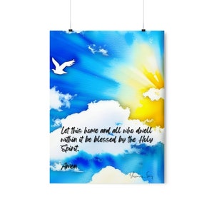 Holy Spirit Prayer Watercolor Art Premium Matte Vertical Posters, Catholic Gifts, Religious Gift, Housewarming Gift